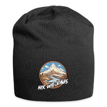 Nix wie raus - perfekt für Outdoor Fans - Jersey-Beanie - Schwarz - Vorne