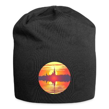 Flensburg Skyline - Jersey-Beanie - Schwarz - Vorne