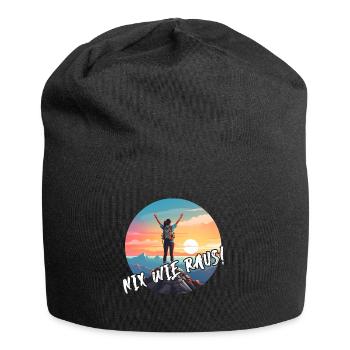 Nix wie raus - in die Natur - auf die Berge. Frau - Jersey-Beanie - Schwarz - Vorne