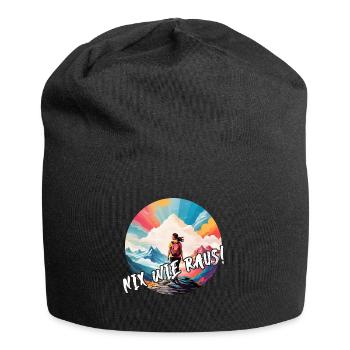 Nix wie raus - in die Natur - auf die Berge. Frau - Jersey-Beanie - Schwarz - Vorne