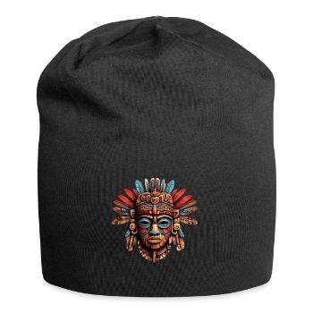 Ornate Carved Aztec, Mayan, Inca Mask - Jersey Beanie - black - Front