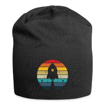 Rakete retro Sonnenuntergang Abheben Wasserrakete und Modell - Jersey-Beanie - Schwarz - Vorne