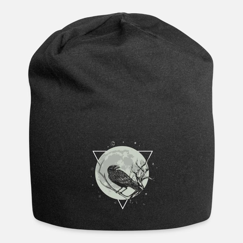 Krähe Mond Schwarze Schwarzer Rabe - Jersey-Beanie - Schwarz