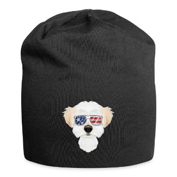 Maltese USA Sunglasses I American Flag Maltese - Jersey Beanie - black - Front