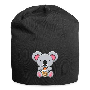 Bubble Milk Tea Koala Drinking Boba Milk Tea - Jersey Beanie - black - Front