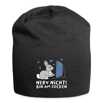 Bin am Zocken Gaming Dackel Hund - Jersey-Beanie - Schwarz - Vorne