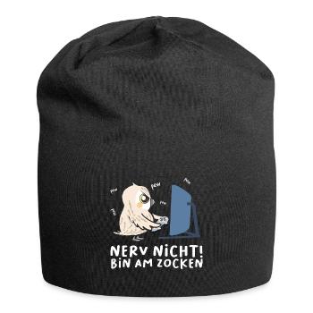 Bin am Zocken Gaming Eule - Jersey-Beanie - Schwarz - Vorne