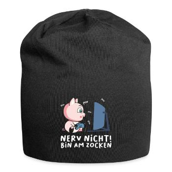 Bin am Zocken Gaming Schwein - Jersey-Beanie - Schwarz - Vorne