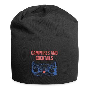 Campfires and Cocktails Camping Party Camper - Jersey Beanie - black - Front