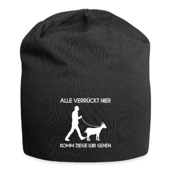 Alle Verrückt Hier Komm Ziege Wir Gehen - Jersey-Beanie - Schwarz - Vorne