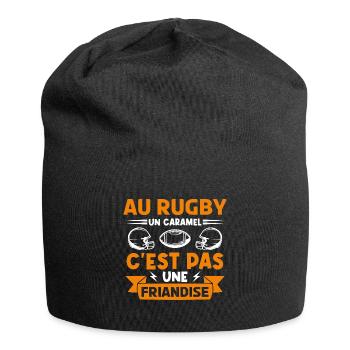 rugbyman. Cadeau fan de rugby. Au Rugby un caramel - Bonnet en jersey - noir - Devant