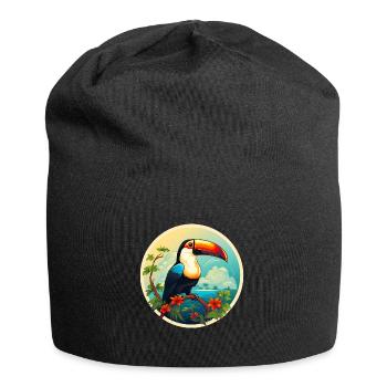 Toucan sur la plage - Bonnet en jersey - noir - Devant