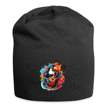 Toucan avec guitare - Bonnet en jersey - noir - Devant