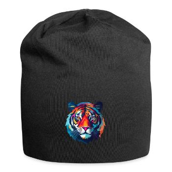 colorful tiger - Jersey Beanie - black - Front