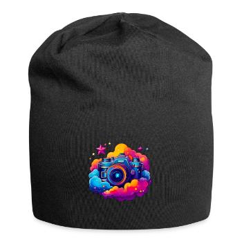 Schwebende Kamera auf Wolken - Jersey-Beanie - Schwarz - Vorne