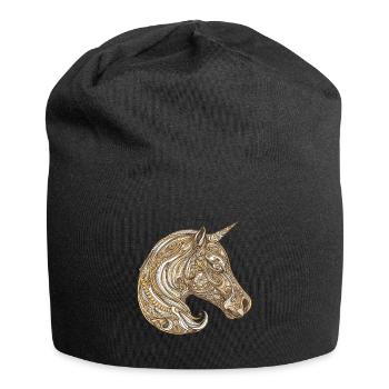 Einhorn Portrait - Jersey-Beanie - Schwarz - Vorne