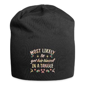 most likely to his tinsel in a tangle - Jersey Beanie - black - Front
