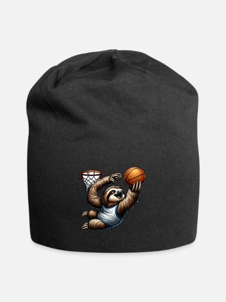 Lustiges Faultier spielt Basketball für - Jersey-Beanie - Schwarz