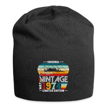 Anniversaire 1974 Mai 1974 Millésime 1974 Légende 74 - Bonnet en jersey - noir - Devant