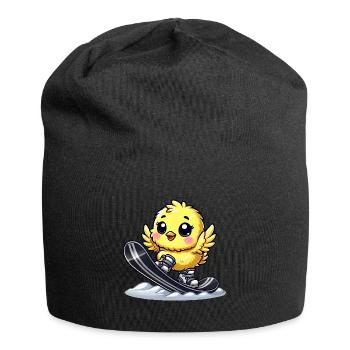 Süßes Huhn Snowboard Cartoon Wintersport - Jersey-Beanie - Schwarz - Vorne