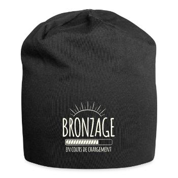 Tan Loading, Summer, Vacation, French - Jersey Beanie - black - Front