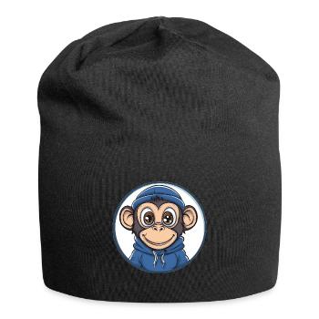 Cooler Affe mit Kapuze - Jersey-Beanie - Schwarz - Vorne