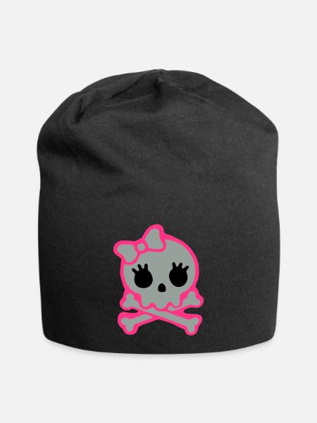 skull - Jersey-Beanie - Schwarz