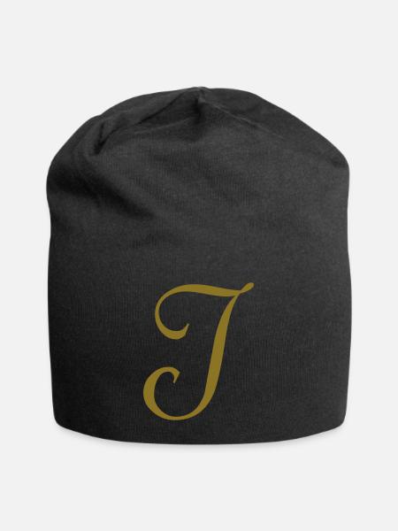 Buchstabe I - Jersey-Beanie - Schwarz
