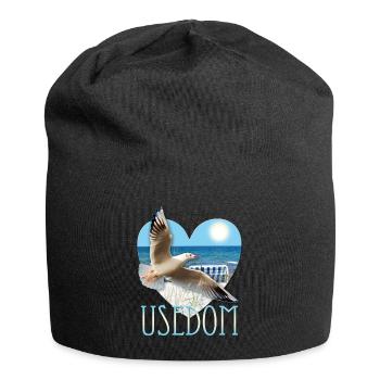 I Love Usedom - Möwe Ostsee Insel See Herz - Jersey-Beanie - Schwarz - Vorne