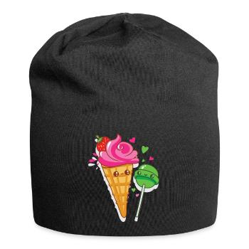 Happy ice cream and lollipops are in love - Jersey Beanie - black - Front