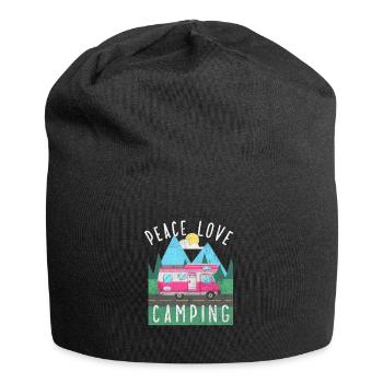Peace Love Camping Holiday Camp Camping Free - Jersey Beanie - black - Front