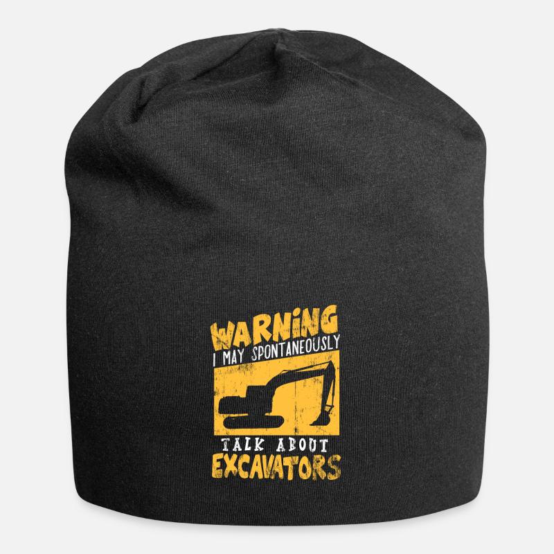 Excavator digger construction vehicle boy birthday - Jersey Beanie - black
