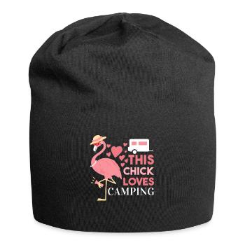 Funny Flamingo Camping This Chick loves Camping - Jersey Beanie - black - Front