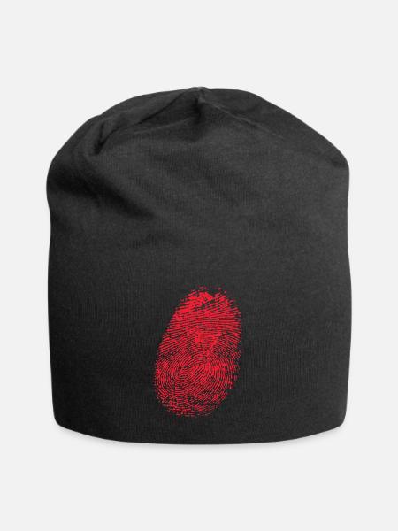 realistischer Fingerabdruck in rot - Jersey-Beanie - Schwarz