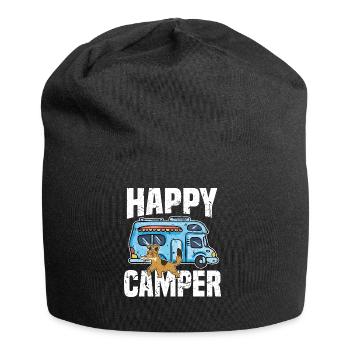 Camping Camper Dogs Happy Camper Outdoors with - Jersey Beanie - black - Front
