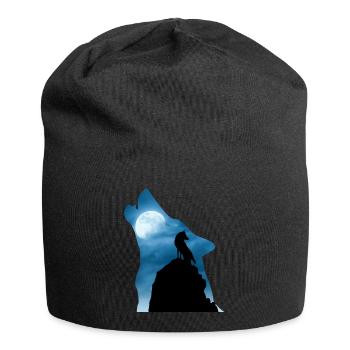 Cooles Wolf T-Shirt, Geschenkidee - Jersey-Beanie - Schwarz - Vorne