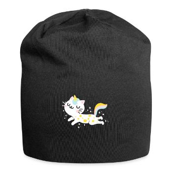 Unicorn Caticorn Magical Unicorn Cat Kitty Kitten - Jersey Beanie - black - Front