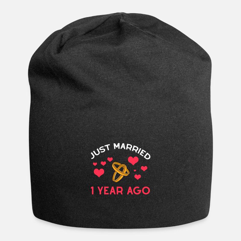 1 an ensemble cadeau d'anniversaire juste marié - Bonnet en jersey - noir