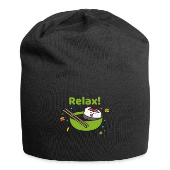 Sushi Maki Nigiri Geschenk Soja japanisch essen - Jersey-Beanie - Schwarz - Vorne