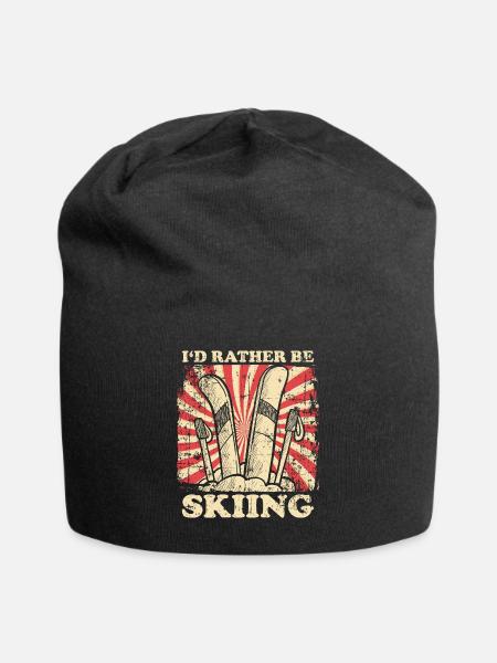 Skifahrer Winter Berge - Jersey-Beanie - Schwarz
