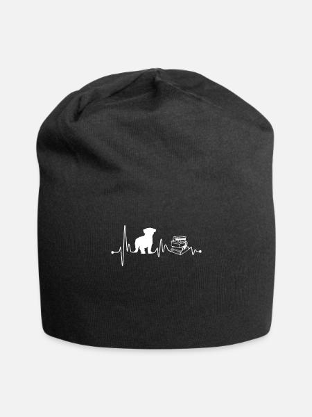 Herzschlag EKG Puls Maltese lesen Buch Geschenk - Jersey-Beanie - Schwarz