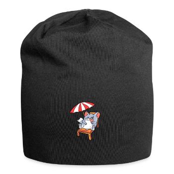 Chilling chinchilla gnawer chinchilla rabbit gift - Jersey-Beanie - Schwarz - Vorne