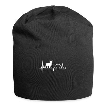 Bulldog Herzschlag Puls - Jersey-Beanie - Schwarz - Vorne