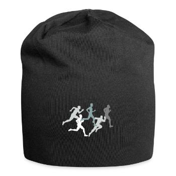 Running sport runner gift athlete run jog - Jersey Beanie - black - Front