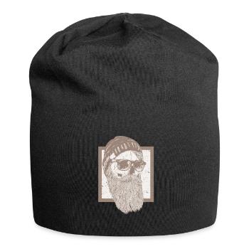 Bart - Beard, Totenkopf - Jersey-Beanie - Schwarz - Vorne