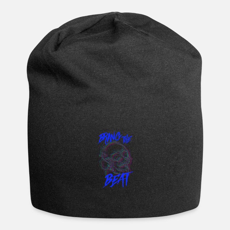 Totenkopf mit Kopfhörer - Jersey-Beanie - Schwarz
