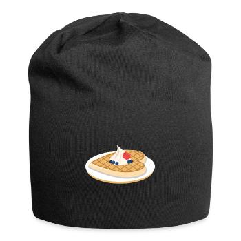 Waffeln Frühstück Geschenk Sahne Beeren Süßigkeit - Jersey-Beanie - Schwarz - Vorne
