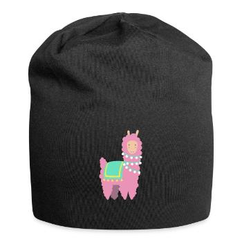 Lama Alpaka Geschenk lustig Tiere Zoo Comic Humor - Jersey-Beanie - Schwarz - Vorne