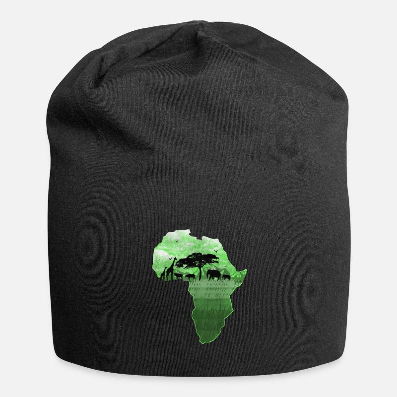 Afrika - Jersey-Beanie - Schwarz
