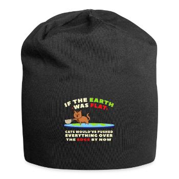 Funny cat flatearth - Jersey Beanie - black - Front